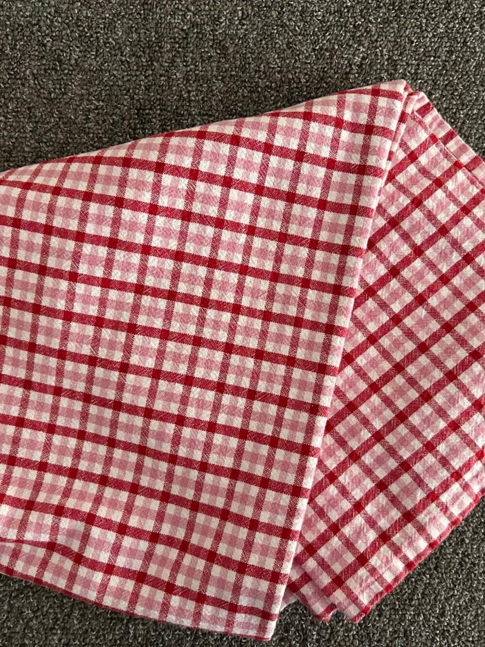 Red, White, Pink Checked Tablecloth